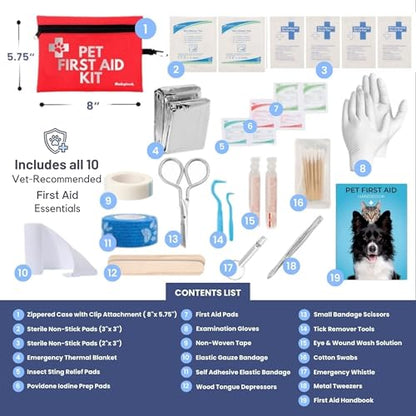 Dog First Aid Kit - Vet-Approved Emergency Kit for Dogs & Cats - Travel - size: Travel Kit