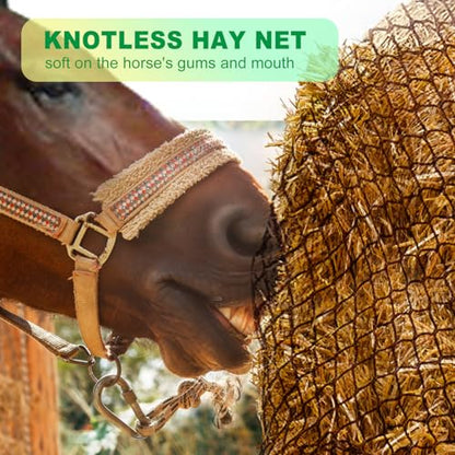 TONGMO 5x5 ft Round Bale Hay Net for Horses & Livestock - Slow Feeder Hay Nets with 2 inches Hole - size: 5×5 ft