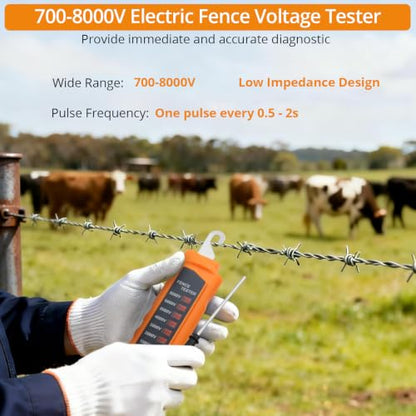 Neoteck 700-8000V Electric Fence Voltage Tester with 8 Neon Indicator Light