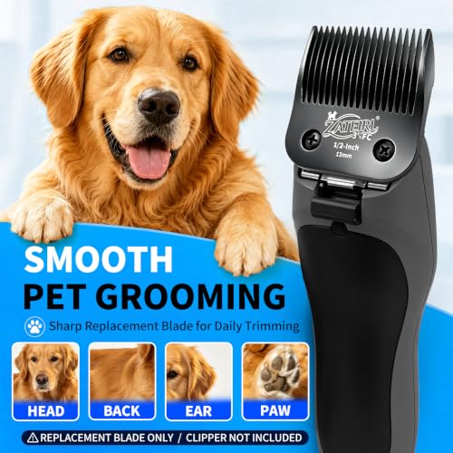 Size 3-3/4FC Detachable Pet Grooming Clipper Blade with Steel Cutter, 1/2 Inch (13 mm) Cut Length, Black, Compatible with Andis, Oster A5, Wahl KM10, 1 Pack - color: Black, size: 3-3/4FC 13mm