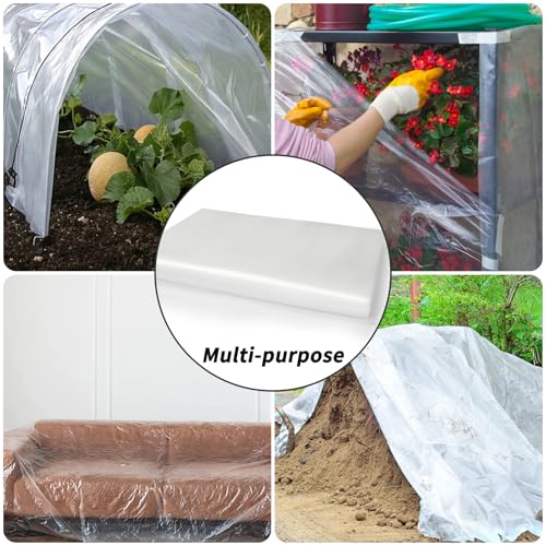 Greenhouse Plastic Sheeting 24' x 100' 6 Mil, Clear UV Resistant Heavy Duty Polyethylene Film, Thick Greenhouse Cover for Garden, Farm, Agriculture - size: 24x100 FT