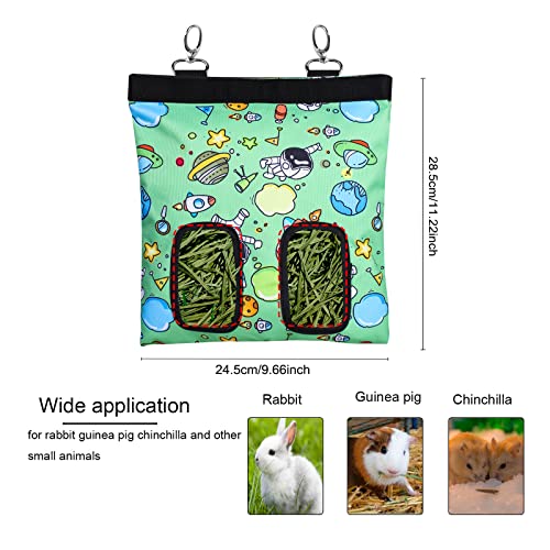 Rabbit Hay Feeder Bag Hanging Hay Rack (Pattern Green, 2 Windows) - color: Pattern Green
