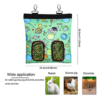 Rabbit Hay Feeder Bag Hanging Hay Rack (Pattern Green, 2 Windows) - color: Pattern Green