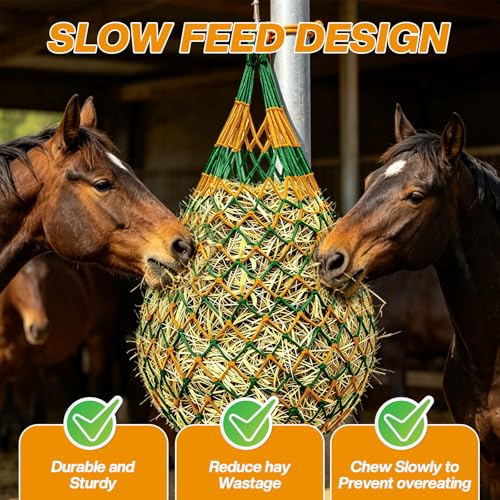 Hay Nets for Horses, 3-Pack Large-Capacity Hay Net for Horses Goats & Sheep