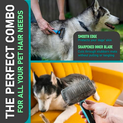 Maxpower Planet Dog Rake and Brush Set for Shedding, Undercoat & Mats - color: A - Rake & Brush (Best Value), size: Large
