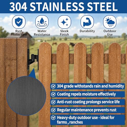 TamBee Heavy Duty Gate Hinges for Metal Wood Fence, 304 Stainless Steel 600LB, Bolt-On Weld-On Outdoor Farm Barn Shed Driveway Chain Link Fence Parts with Screws, 2 Pack Black