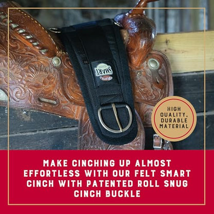 Weaver Equine AirFlex ‎Roper Horse Cinch, Anti-Slip Felt Lined Saddle Cinch Girth with Smart Cinch Buckle, Western Horse Riding Supplies, ‎Black