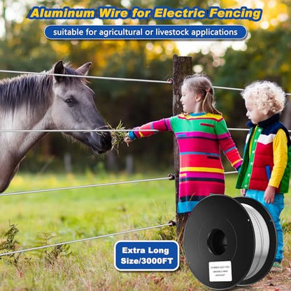 Gisafai 3000 ft 16 Gauge Aluminum Wire for Electric Fencing - size: 3000 ft 16 Gauge