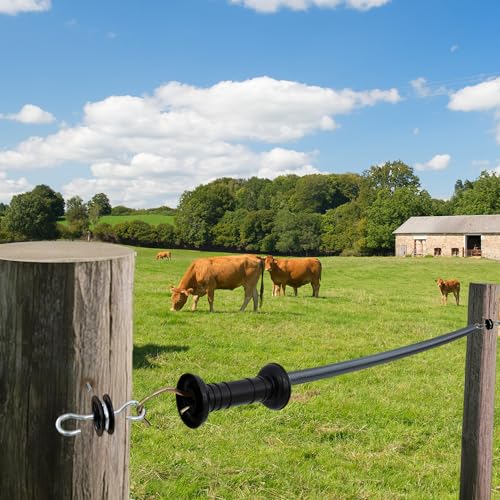 2 Set Electric Fence Spring Gate Handles Kit with Spring, 13 Feet Tension Spring, Handle Set with Anchors, Electric Fence Connectors