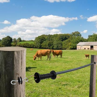 4 Set Electric Fence Spring Gate Handles Kit with Spring, 16.5 Feet Tension Spring, Handle Set with Anchors, Electric Fence Connectors