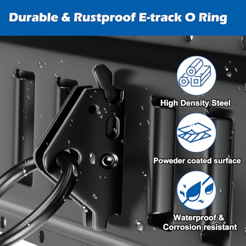 20 Pack E-Track O Rings, Steel E Track Tie Down Anchors Secure for Cargo Trailers Flatbeds Pickup Trucks (Black) - size: 20pcs black o rings