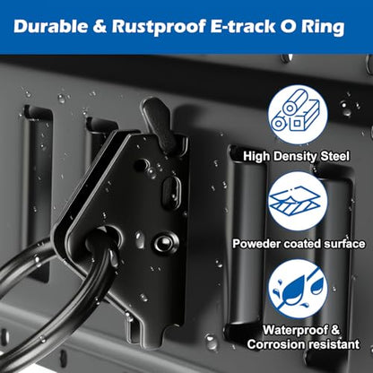 20 Pack E-Track O Rings, Steel E Track Tie Down Anchors Secure for Cargo Trailers Flatbeds Pickup Trucks (Black) - size: 20pcs black o rings
