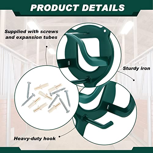 Dunzy 3 Counts Horse Bridle Rack Bracket Bridle Hooks Tack Storage Halter Hanger Metal Holder with Tubes and Screw for Horse Barn Supplies(Dark Green) | Metal Horse Bridle Rack for Barn Storage, Includes Mounting Hardware and Anchors, Space Saving Hooks f