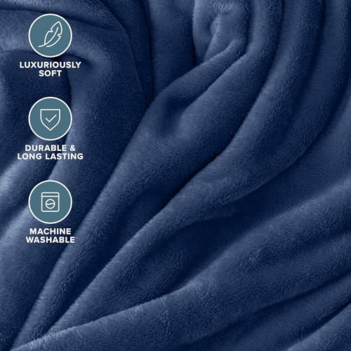 Bare Home Fleece Blanket Luxury Microplush (Full/Queen, Dark Blue) - color: 06 - Dark Blue, size: Full/Queen