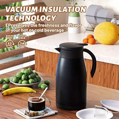 34oz Insulated Coffee Carafe with Handle, Black - color: Black, size: 34 oz