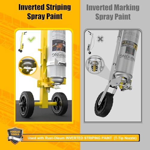 Striping Line Painting Wand, Industrial Two-Wheel Striping Spray Paint Wand for Line Paint Stripe Ground, Compatible with Inverted Striping Paint, Yellow(T-Tip Nozzle)
