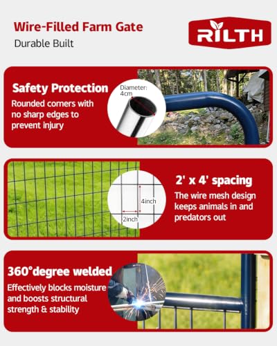 Farm Gate 4ft×50in, PVC-Coated Welded Steel Livestock Gate, Blue