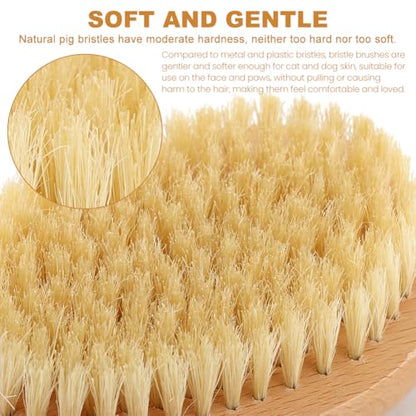 Soft Boar Bristle Pet Palm Brush for Short Haired Dogs and Cats, Ergonomic Pet Brush with Band, Natural Bristle Grooming Brus-h for Gentle Massage/Reduces Shedding(COLOR:Wood)