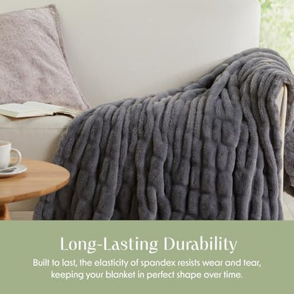 Springtree Home Luxury Micro Plush Throw Blanket | Thick Faux Fur | Grey | Lily Collection | 60" x 70" | Grey Blanket | Ultra Plush - color: Slate Grey, size: 60" x 70" (Large)