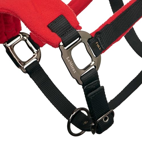 LeMieux Vogue Fleece Headcollar - Halter & Leadrope - Extra Padding, Adjustable at Curb and Poll Strap - color: Chilli, size: full