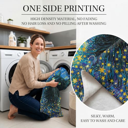 Jekeno Black Cat Gifts Blanket Starry Night Cat Throw Blanket - color: Black Cat, size: 50x60 Inch