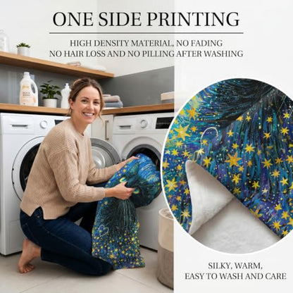 Jekeno Black Cat Gifts Blanket Starry Night Cat Throw Blanket - color: Black Cat, size: 50x60 Inch