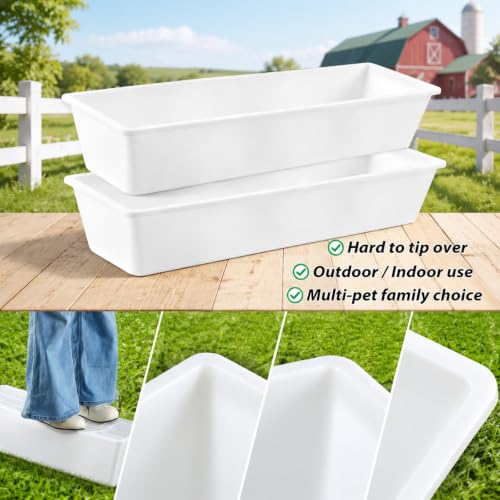 Geelin 4 Pcs 12 Gallon/48 Quart Plastic Livestock Water Trough, White - color: White, size: 12 Gallon/48 Quart