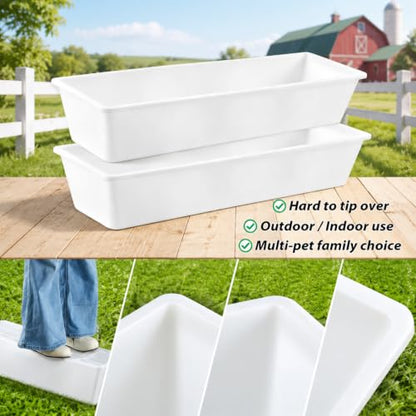 Geelin 4 Pcs 12 Gallon/48 Quart Plastic Livestock Water Trough, White - color: White, size: 12 Gallon/48 Quart