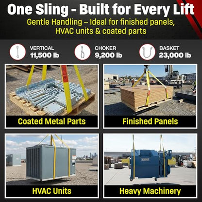 DD Sling 4 Inch x 30 Foot Nylon Lifting Sling – USA Made, 11,500 lb Vertical, 9,200 lb Choker, 23,000 lb Basket – 2-Ply Heavy Duty 900 Webbing, Type 3 Flat Eye & Eye Rigging Sling - size: 4"x30'
