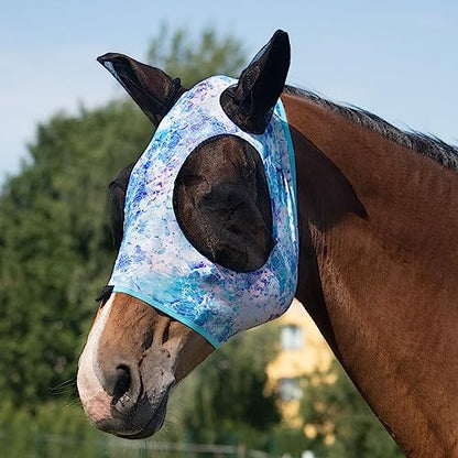 Harrison Howard Super Comfort Stretchy Fly Mask Large Eye Space with UV Protection Soft on Skin with Breathability Pastel Mix M Cob - color: Pastel Mix, size: Cob (Medium)