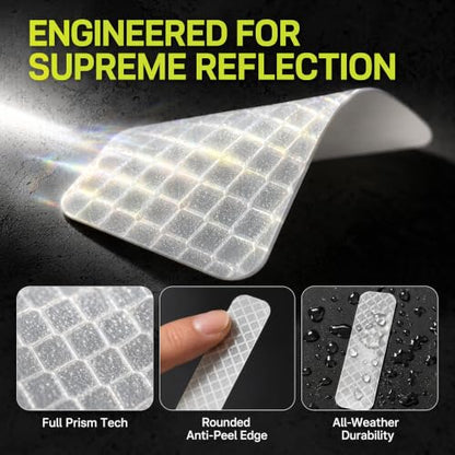 Reflective Stickers, 36PCS High Visibility Safety Reflective Tape Waterproof Self-Adhesive, Reflector Strips for Car Truck Trailer Bike Motorcycle Mailbox Helmet (1.18 x 3.15 Inch)