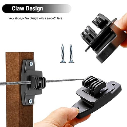 SYOWADA 50PCS Electric Fence Wood Post Claw Insulators Black Electric Wire Fence Insulators for Hi-tensile