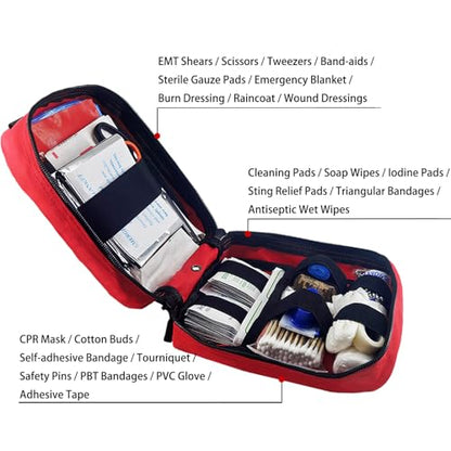 Carlebben EMT Pouch MOLLE Ifak Pouch Tactical MOLLE Medical First Aid Kit Utility Pouch (with Medical Supplies Red) - color: Red
