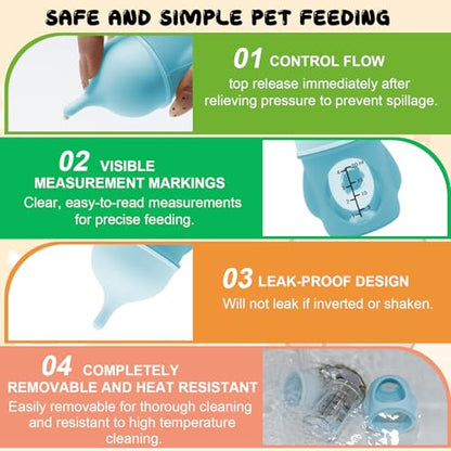 Pet Feeder Bottle Kitten Bottle Anti Choking Design(Blue,20 ml) - color: blue