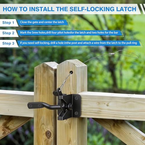 2 Sets Anti Sag Gate Kit Gate Hardware Heavy Duty Fence Gate Kit No Sag Corner Brace Bracket for Wooden Fence with Self-Locking Gate Latch - size: 2 Sets