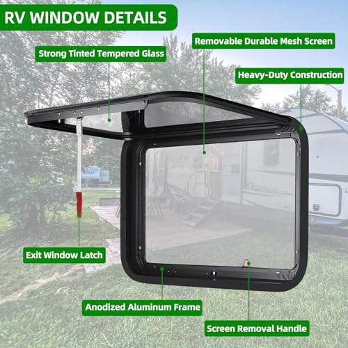 RV Exit Windows,30"W x 22"H RV Emergency Exit Windows for Cargo Trailer - size: 30"W x 22"H