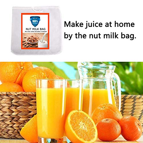 Nut Milk Bag, Pro Quality Multiple Usage Reusable Food Strainer, Cold Brew Coffee Bag Cheese Cloth, Ultra Fine Nylon Mesh Food Grade for Almond/Soy Milk, Juice, Coffee, Tea, 12"x12" - color: 1 pack