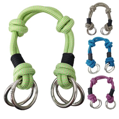 Tahoe Tack Bitless Bridle Nosepiece – Two-Tone Stiff Rope Design, 4 Steel Rings, Knotted for Precision, 1-Year Warranty - color: Green/Tan
