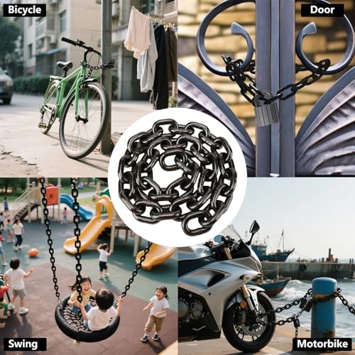 Heavy Duty Security Chain Lock with Padlock, 43 Inch 8mm Manganese Steel Chain, Anti-Rust & Anti-Theft - for Bike, Scooter, Motorcycle, Door, Gate, Fence