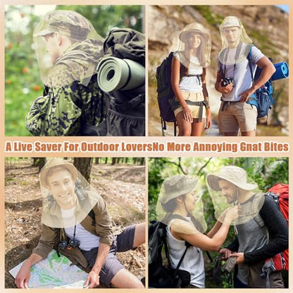 HESTYA 4 Pack Mosquito Head Net Face Mesh,Beige - color: Beige