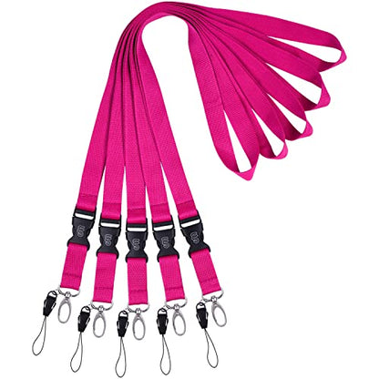 Wisdompro Office Lanyard, 5 Pack 23 inch Neck Strap Lanyards - Hot Pink - color: 5pack Hotpink