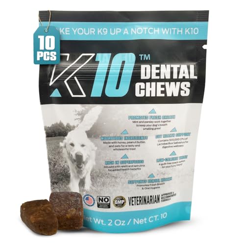 K10 Dental Chews for Dogs, Human-Grade Dog Dental Cleaning Chews, 10 Count - style: Dental Chews 10 Count