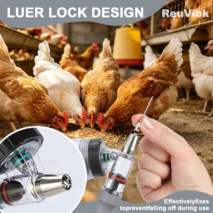 5ml Continuous Self-Refilling Livestock Syringe, 10 Needles Included - color: Grey
