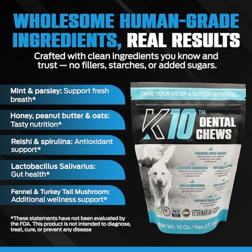 K10 Dental Chews for Dogs, Supports Dental & Oral Wellness, 60 Count - style: Dental Chews 60 Count