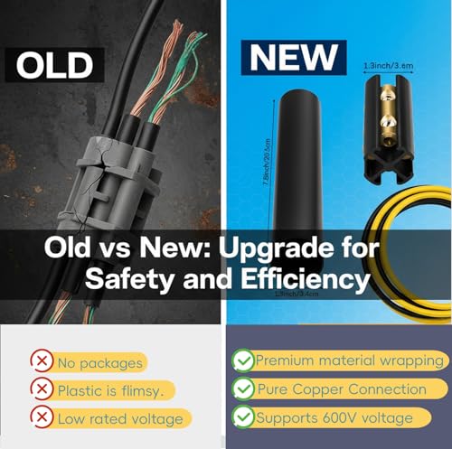 2Set Underground Wire Splice Kit for Direct-Buried UF Cable (14/3–8/3), Submersible, 600V, with Connectors & Heat-Shrink Tubing