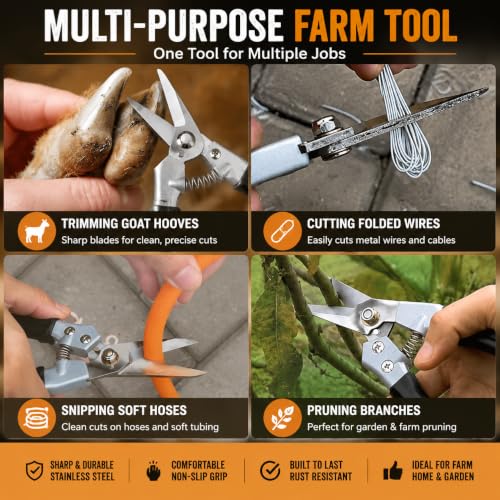 Goat Hoof Trimmers and Farrier Shears – Versatile Hoof, Wire, and Pipe Cutting Tool for Livestock – Silver (2pack) - style: Silver-Black-2pack