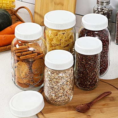 AOZITA 10 Pack REGULAR Mouth Mason Jar Lids for Ball, Kerr and More - White Plastic Storage Caps for Mason/Canning Jars - Leak-Proof, Dishwasher Safe & Food Grade - size: 10 Regular Mouth