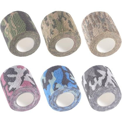 IndigoCase 6 Pack Self Adhesive Bandage Wrap 2 Inch x 5 yd Elastic Tape - color: Camo-mix, size: 2 Inch - 6 Pack
