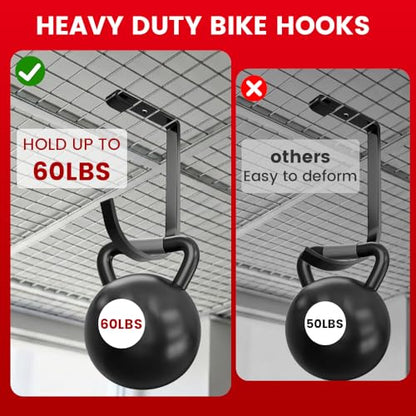 Bike Hooks for Garage Ceiling Mount Rack, Add on Storage Flat Hook, 12 Pack - color: Black-12Pack