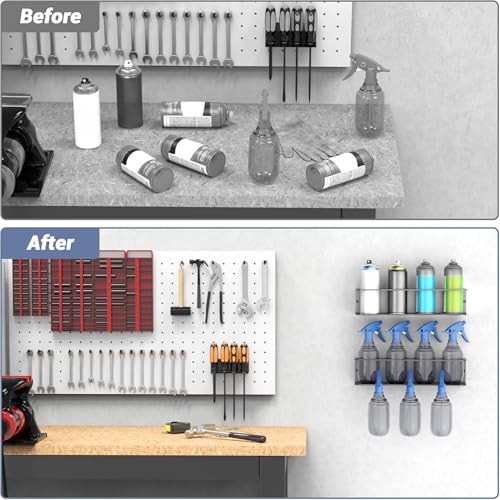 WALMANN Wall Mount Spray Bottle Holder, Metal Spray Can Storage Rack - style: Holds 16 Cans